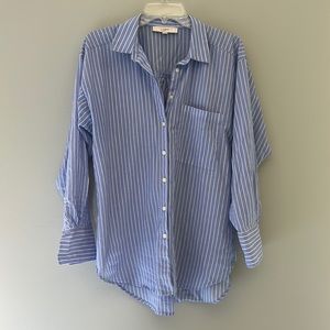 LOFT Blue and White Striped Button Down Size Medium